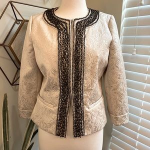 Boston Proper Brocade blazer with chain details